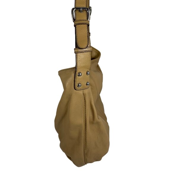 TIGNANELLO Camel Tan Leather Zipper Magnetic Closure Hobo Saddle Shoulder Bag - Picture 4 of 14